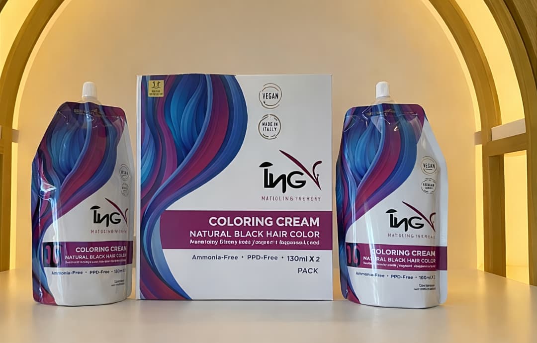 ING Coloring Cream – Natural Black Hair Color | Ammonia-Free & PPD-Free | 130ml × 2