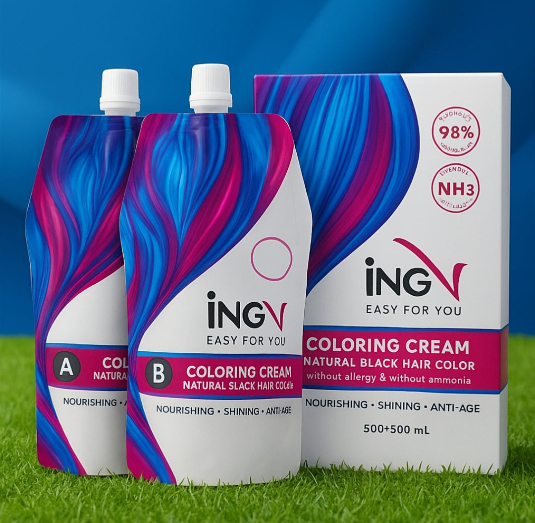 ING Coloring Cream – Natural Black Hair Color | Ammonia-Free & PPD-Free | 130ml × 2
